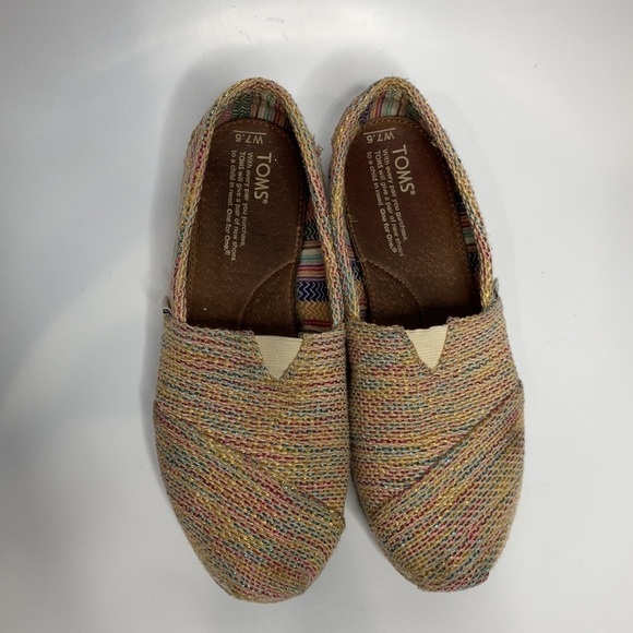 Toms iridescent burlap espadrille slip on shoes size 7.5 - Picture 2 of 8